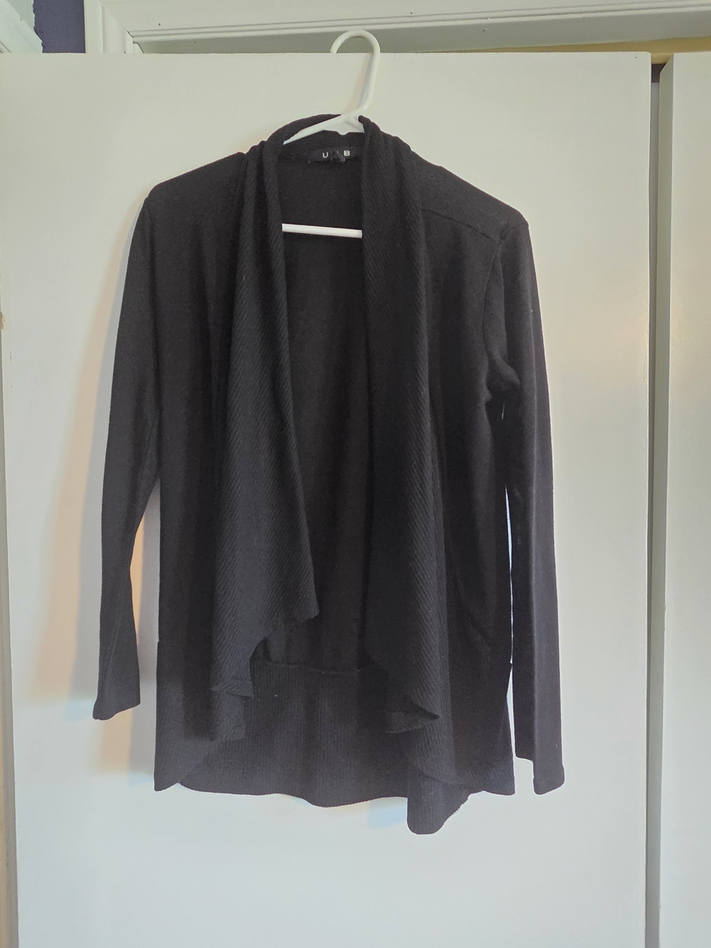 Black Open-Front Draped Women's Cardigan